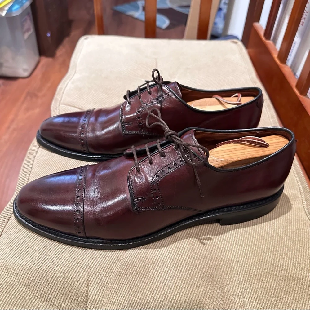 Allen Edmonds Burgundy Leather Cap-Toe Derbys - Picture 5 of 15